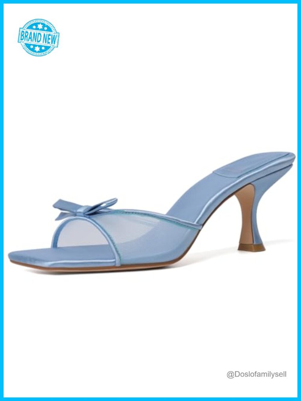 Kitten Heel Mules Square Toe Bow Slip On Heeled Sandals Party Daily